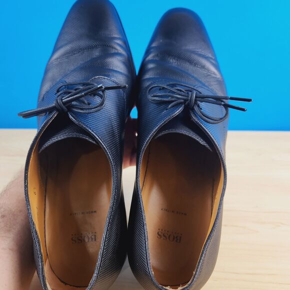 HUGO BOSS Kensington Mens‎ Size 6.5 Derby Shoes Black Embossed Leather formal main image 7